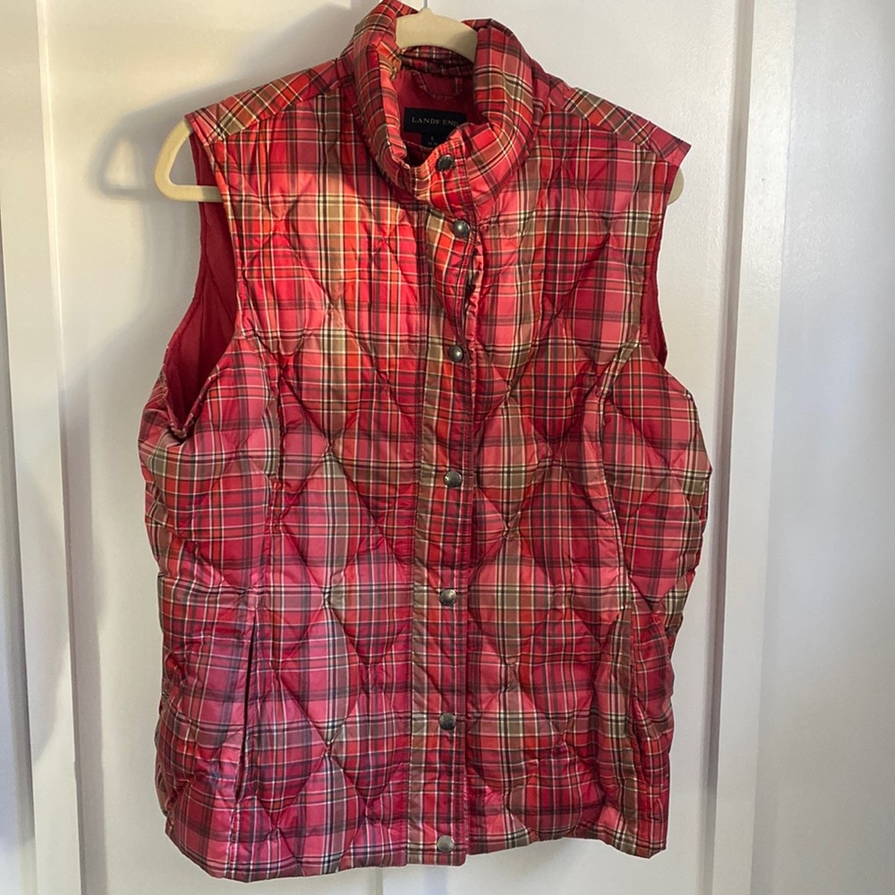 Lands End Plaid Festive Vest